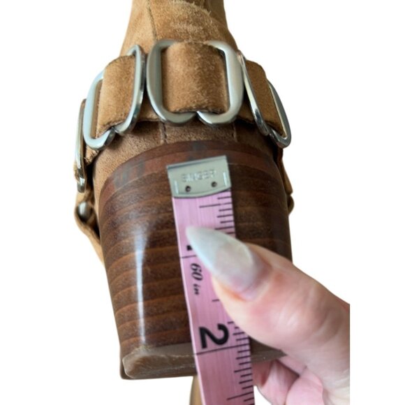 Sam Edelman Bellamie Suede Riding Heel Biker Boots Harness Size: 9 - Picture 7 of 8